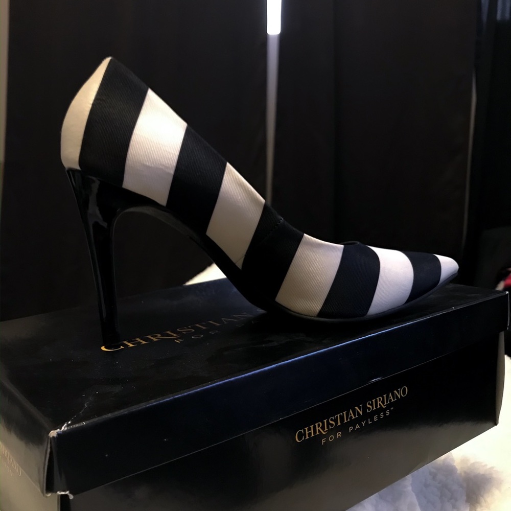 Striped Habit Pointed-Toe Pumps